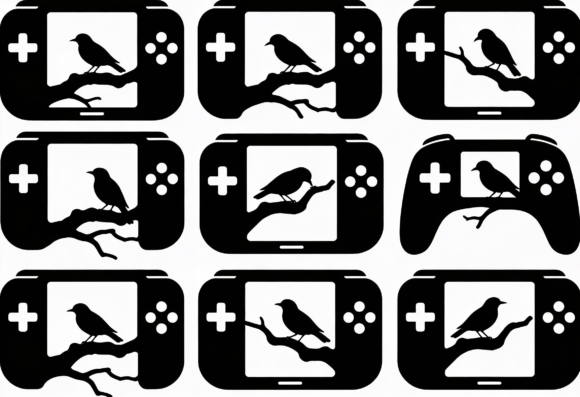 Bird on Branch Gaming Controller SVG for Crafts & Graphics