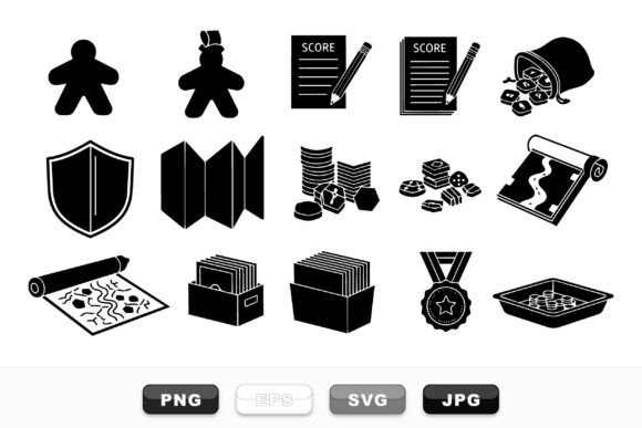 Board Game Icons Vector Set: Graphics for Crafts