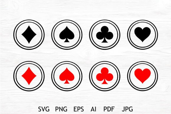 Card Suit Icons SVG Bundle: Graphics for Crafts
