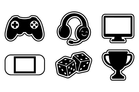 Cute Gaming Icon Sticker Set: Graphics for Crafts