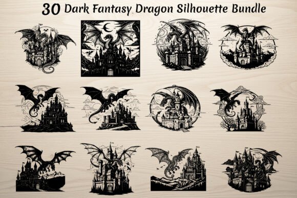 Dark Fantasy Dragon Graphics for Crafts