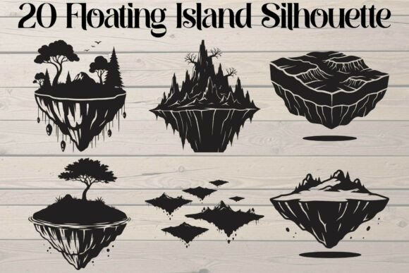 Floating Island Silhouette: Graphics for Crafts