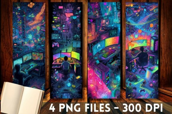 Futuristic Gaming Setup Bookmark: Graphics for Crafts