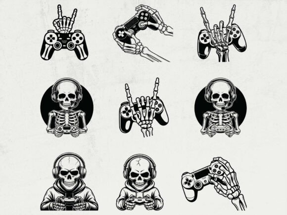 Gamer Skeleton SVG: Bold Graphics for Crafts