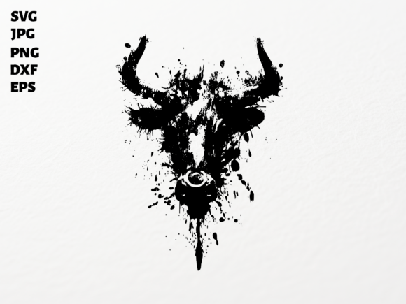 Ink Splatter Bull Head SVG: Bold Graphics for Crafts