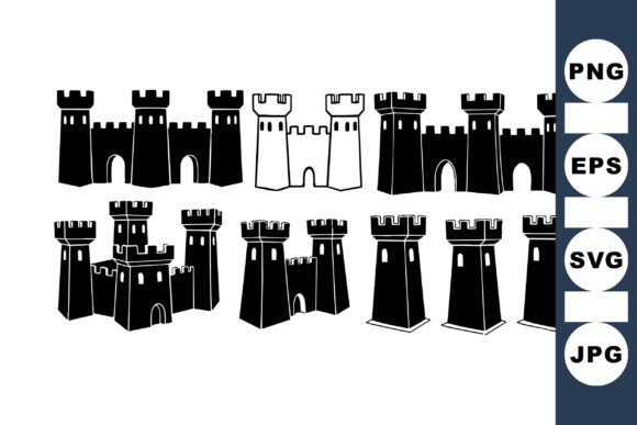 Medieval Castle Tower Clipart Set for Crafts and Graphics