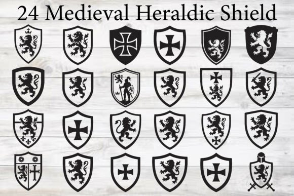 Medieval Heraldic Shield: Graphics for Crafts & Branding