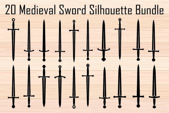 Medieval Sword Silhouette Bundle: Graphics for Crafts