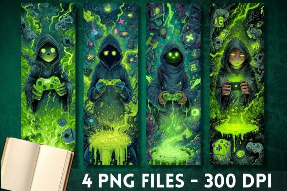 Neon Green Hacker Bookmark: Bold Graphics for Crafts
