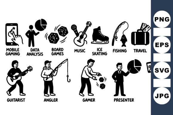 Outdoor Sports and Hobbies Set: Graphics for Crafts