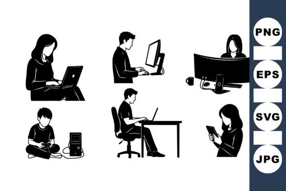 Remote Work Vector Set for Crafts and Graphics