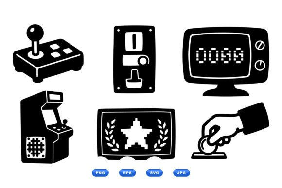 Retro Arcade Icons: Graphics for Crafts & Branding
