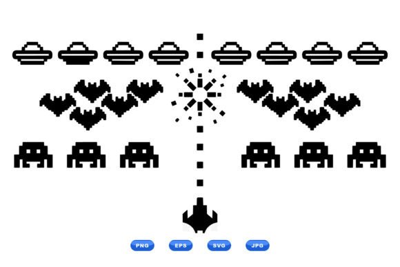 Retro Arcade Space Invader SVG: Graphics for Crafts