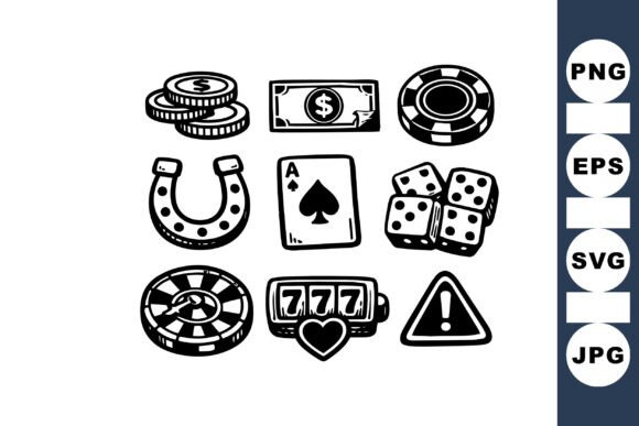 Retro Casino Icons for Crafts & Graphics