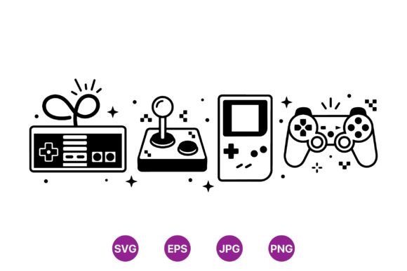 Retro Gaming Controller SVG Set: Graphics & Illustrations