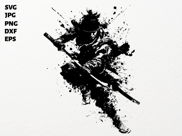 Samurai Warrior Ink Art SVG for Graphics & Crafts