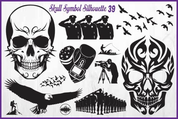 Skull Symbol Silhouette Icons for Crafts and Graphics