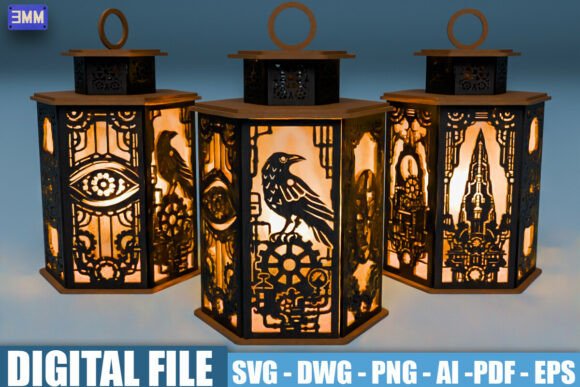 Steampunk Lantern SVG: Bold Graphics for Crafts